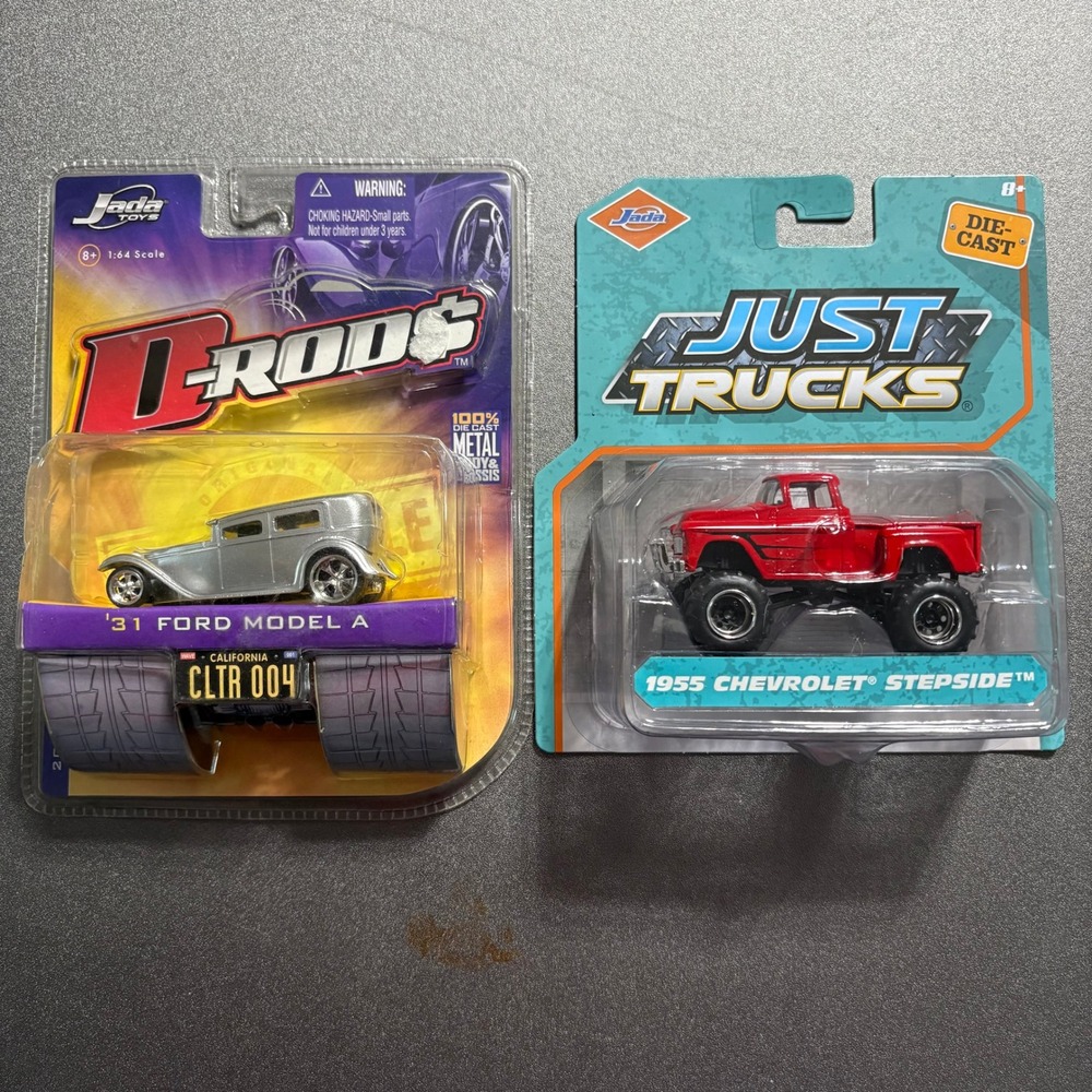 Jada Toys Die-Cast 2 Car Lot 1931 Ford Model A D-Rods 1955 Chevy Stepside Truck